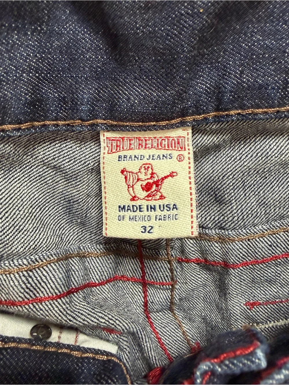 True Religion Men's Dark Blue Distressed Straight Jeans